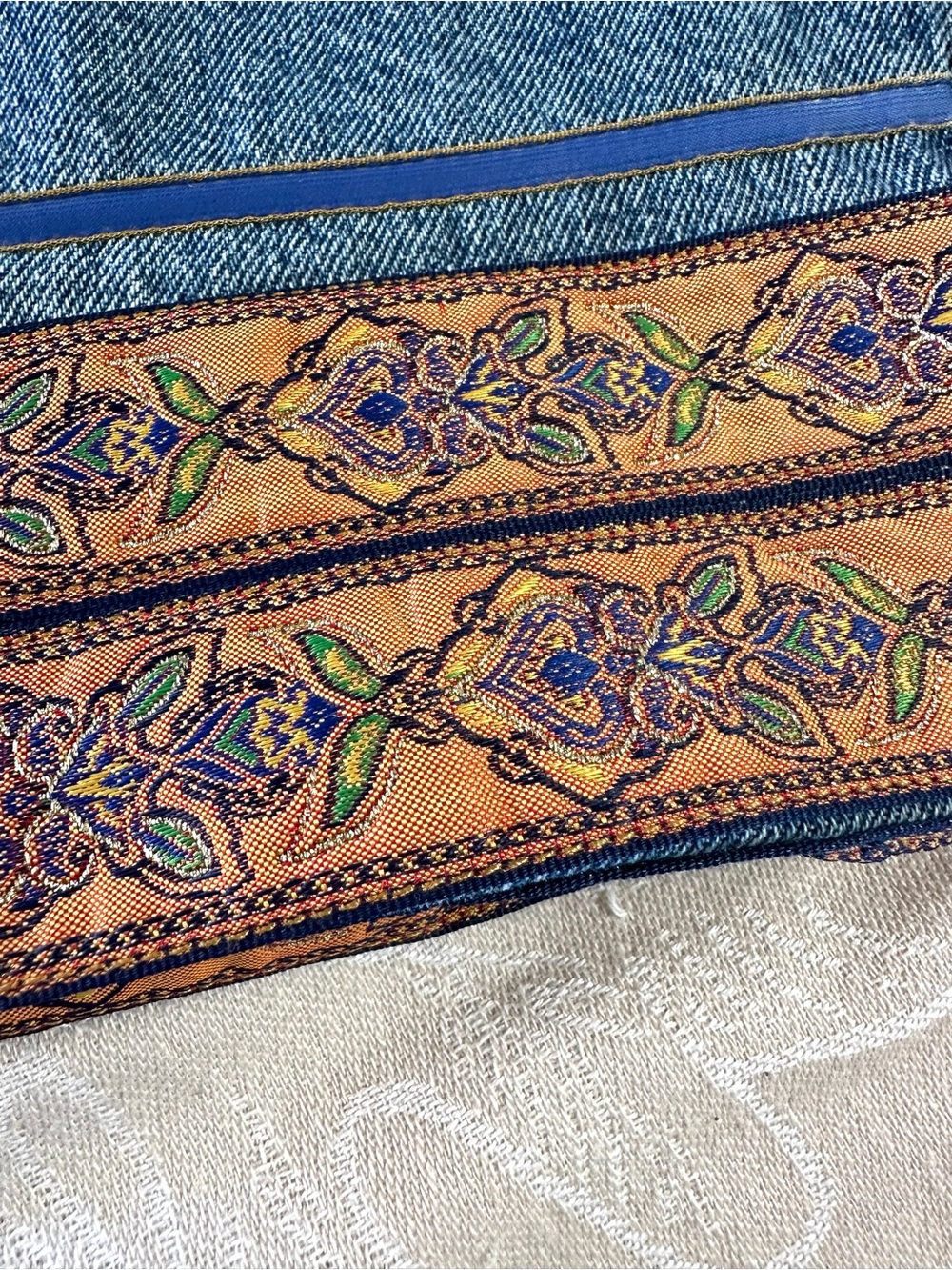Vintage Team Tactics USA NWT High Rise Button Fly Jeans Boho Trim Size 10 - Picture 4 of 9